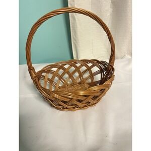 Vintage Woven Wicker Market Basket with Handles